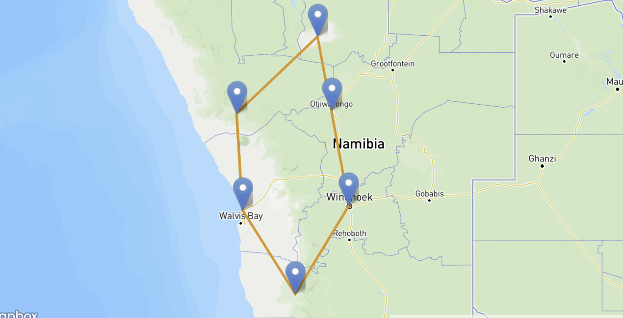 Carte voyage photo en Namibie